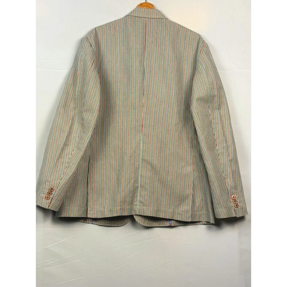 Robert Graham Mens 44 Classic Fit Linen Cotton Multi Color Stripe Blazer Jacket
